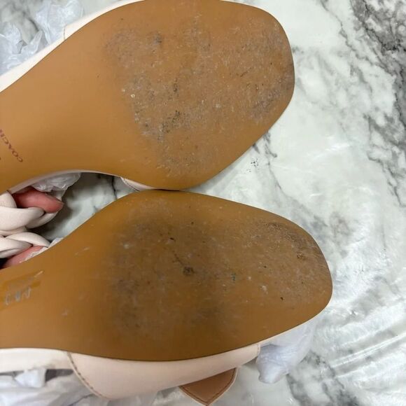 Coach Mollie leather Sandals braided Kitten Heel size 9.5 color chalk Classic - Picture 7 of 10